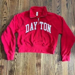 Dayton Red Women's Cropped Sweatshirt 3/4 zip Size‎ Medium